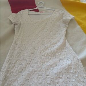 Isaac Mizrahi Cream Eyelet Casual Dress